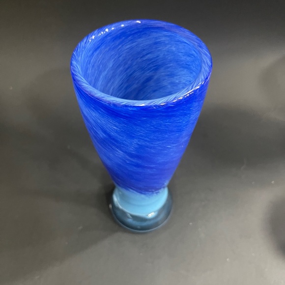 Set of 3 Art Glass Tall Beer Pub Glasses - Ocean Blue Swirl - 7.5" - Picture 6 of 9